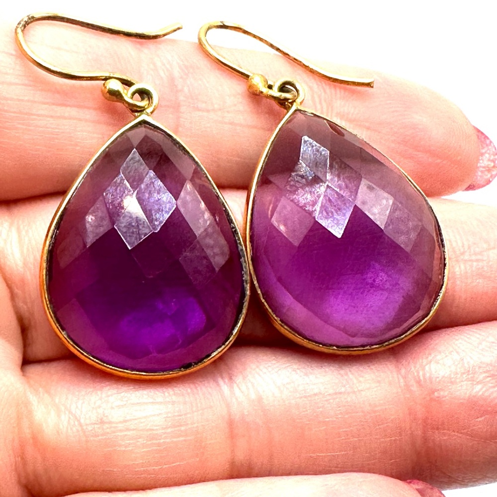 Amethyst earrings. - Picture 7 of 9